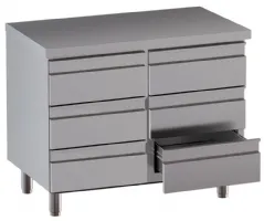 Meuble bas professionnel en inox dosseret et 6 tiroirs sur glissières télescopiques - Diamond - TACS107-SA7 Meuble bas professionnel en inox dosseret et 6 tiroirs sur glissières télescopiques - Diamond - TACS107-SA7