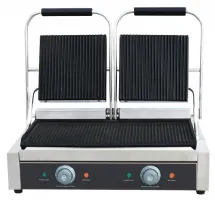 Grill de contact professionnel double plaque fonte moulée liégeoise surface 500x220 mm - Skyrainbow - TH813A