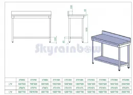 Photo 6 - Table de travail inox - adossée, 600 x 600 x850 +100 mm - skyrainbow - thats66a - Skyrainbow - THATS66A