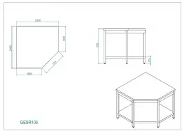 Photo 2 - Table de travail inox - d'angle centrale, 1000x1000x 600x850 mm - skyrainbow - thgesr106 - Skyrainbow - THGESR106