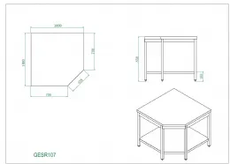 Photo 2 - Table de travail inox - d'angle centrale, 1000x1000x 700x850 mm - skyrainbow - thgesr107 - Skyrainbow - THGESR107