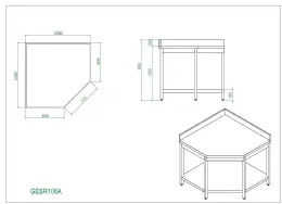 Photo 2 - Table de travail inox - d'angle adossée, 1000x1000x 700x850+100 mm - skyrainbow - thgesr107a - Skyrainbow - THGESR107A