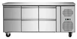 Timbre réfrigéré positif 6 tiroirs sans dosseret 1795x700x860 mm - skyrainbow - thp3100tn6d - Skyrainbow - THP3100TN6D