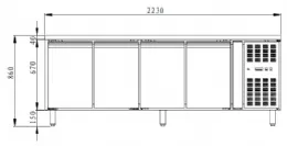 Photo 3 - Table desserte réfrigérée - meuble - 4 portes - positive, 2230x700x 860 mm - skyrainbow - thp4100tn - Skyrainbow - THP4100TN