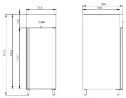 Photo 3 - Armoire pâtissière positive - réfrigérée 1 porte 740 x 990 x 2010 mm - skyrainbow - thpa800tn - Skyrainbow - THPA800TN
