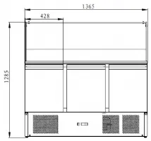 Photo 2 - Saladette réfrigérée - 3 portes + vitres bombées - 1365 x 700 x 1330 mm - skyrainbow - ths903cg - Skyrainbow - THS903CG
