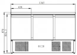 Photo 3 - Table desserte réfrigérée 3 portes 1365 x 700 x 870 mm - skyrainbow - ths903sstop - Skyrainbow - THS903SSTOP