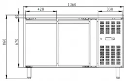 Photo 3 - Table desserte négative - meuble réfrigéré 2 portes 1360 x 600 x 860 mm - skyrainbow - thsnack2100bt - Skyrainbow - THSNACK2100BT