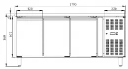 Photo 3 - Table desserte réfrigérée - meuble 3 portes positive, 1800x600x 860 mm - skyrainbow - thsnack3100tn - Skyrainbow - THSNACK3100TN