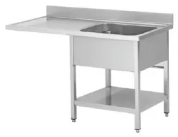 Plonge Inox - passage lave vaisselle - 1 Bac - égouttoir à gauche, 1200 x 700 x850 mm - Skyrainbow - THSTR127SBR1 Plonge Inox - passage lave vaisselle - 1 Bac - égouttoir à gauche, 1200 x 700 x850 mm - Skyrainbow - THSTR127SBR1