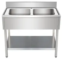 Photo 2 - Plonge inox - 2 bacs sans égouttoir, 1400 x 600 x850 mm - skyrainbow - thstr146bm2 - Skyrainbow - THSTR146BM2