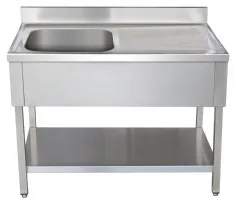 Photo 2 - Plonge inox - 1 bac - égouttoir à droite, 1400 x 700 x850 mm - skyrainbow - thstr147bl1 - Skyrainbow - THSTR147BL1