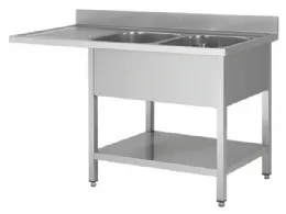 Plonge inox 1 - lave vaisselle - 2 baces - égouttoir à gauche, 1600 x 600 x850 mm - skyrainbow - thstr166sbr2 - Skyrainbow - THSTR166SBR2