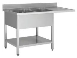 Plonge inox - passage lave vaisselle - 2 bacs - égouttoir à droite, 1800 x 600 x850 mm - skyrainbow - thstr186sbl2 - Skyrainbow - THSTR186SBL2