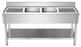 Photo 2 - Plonge inox - 2 bacs - 2 égouttoirs, 2000 x 700 x850 mm - skyrainbow - thstr207bm2 - Skyrainbow - THSTR207BM2