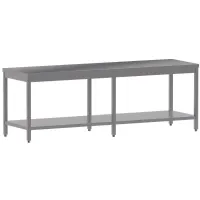 Table de travail professionnelle inox AISI 304 avec tablette inférieure et dosseret 2200x700x850/880 mm - Diamond - TL2271-ST3 - DIAMOND - TL2271-ST3