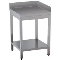 Table de travail inox 304 avec dosseret et étagère 600x600x850/880(+100) mm - Diamond - TL661CD-ST9 Table de travail inox 304 avec dosseret et étagère 600x600x850/880(+100) mm - Diamond - TL661CD-ST9