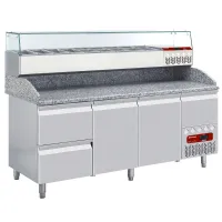 Table frigorifique 2 portes avec saladette à ingrédients au dessus 8xgn1/3 - 2020 x 720(800) x 856/950(1485) mm - Diamond promo - TP261/P9_SY198G/PP9 Table frigorifique 2 portes avec saladette à ingrédients au dessus 8xgn1/3 - 2020 x 720(800) x 856/950(1485) mm - Diamond promo - TP261/P9_SY198G/PP9