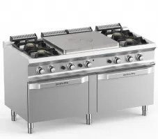 Fourneau professionnel sur four gaz 4 feux vifs et 1 plaque coup de feu 9 kw - mbm - tpg7152fg4xl - Mbm - TPG7152FG4XL