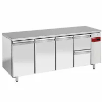 Table frigorifique 4 portes GN1/1 avec bloc de 2 tiroirs Table frigorifique 4 portes GN1/1 avec bloc de 2 tiroirs