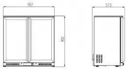 Photo 2 - Arrière bar - noir-2 portes coulissantes 900 x 500 x 900 mm - skyrainbow - tsc2e90bs - Skyrainbow - TSC2E90BS