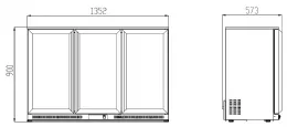 Photo 2 - Arrière bar - noir-3 portes coulissantes 1335 x 500 x 900 mm - skyrainbow - tsc3e90bs - Skyrainbow - TSC3E90BS