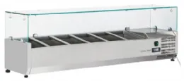 Vitrine réfrigérée à ingrédients couvercle verre 6 bacs GN 1/4 +2/+8°C - Coolhead - VRX 14/33 Vitrine réfrigérée à ingrédients couvercle verre 6 bacs GN 1/4 +2/+8°C - Coolhead - VRX 14/33