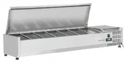 Vitrine réfrigérée à ingrédients couvercle inox 7 bacs GN 1/4 +2/+8°C - Coolhead - VRX 15/33S/S Vitrine réfrigérée à ingrédients couvercle inox 7 bacs GN 1/4 +2/+8°C - Coolhead - VRX 15/33S/S
