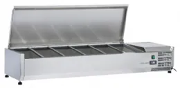 Vitrine réfrigérée à ingrédients couvercle inox 5 bacs GN 1/3 +2/+8°C - Coolhead - VRX 15/38S/S