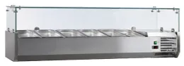 Vitrine à ingrédients réfrigérée inox avec pare-haleine verre, 5 gn 1/3 + 1 gn 1/2-150, +2/+8°c, l 1500 mm - l2g - vrx1500/380 - L2g - VRX1500/380 Vitrine à ingrédients réfrigérée inox avec pare-haleine verre, 5 gn 1/3 + 1 gn 1/2-150, +2/+8°c, l 1500 mm - l2g - vrx1500/380 - L2g - VRX1500/380
