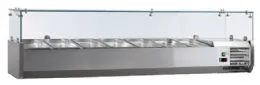 Vitrine à ingrédients réfrigérée inox avec pare-haleine verre, 7 gn 1/3-150, +2/+8°c, l 1600 mm - l2g - vrx1600/380 - L2g - VRX1600/380 Vitrine à ingrédients réfrigérée inox avec pare-haleine verre, 7 gn 1/3-150, +2/+8°c, l 1600 mm - l2g - vrx1600/380 - L2g - VRX1600/380