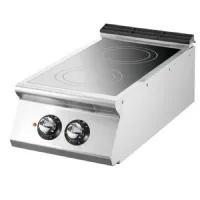 Fourneau profondeur 700 plaque induction 2 zones de cuisson ø 220 mm 5,0 kw triphasé 10 kw - virtus - vs7040indt10 - Virtus group - VS7040INDT10