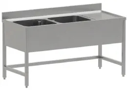 Plonge inox 2 cuves égouttoir droite avec dosseret 1600x700x850/880 mm - diverso by diamond - wr-e1c2-dd6 - Diverso by diamond - WR-E1C2-DD6 Plonge inox 2 cuves égouttoir droite avec dosseret 1600x700x850/880 mm - diverso by diamond - wr-e1c2-dd6 - Diverso by diamond - WR-E1C2-DD6