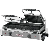 Grill panini professionnel double, plaques rainurées en fonte, surface utile 550x255 mm - Diverso By Diamond - WR-GR82-62