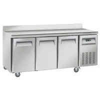 Table frigorifique professionnelle ventilée 3 portes GN 1/1 avec dosseret sur roues - Diverso By Diamond - WR-GTN3-3ND Table frigorifique professionnelle ventilée 3 portes GN 1/1 avec dosseret sur roues - Diverso By Diamond - WR-GTN3-3ND
