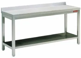 Table de travail en acier inoxydable bord arrière 90° et sous-tablette 1800x600x860 mm - Diamond Promo - X-BE-ZTT/1861-BAF-RO Table de travail en acier inoxydable bord arrière 90° et sous-tablette 1800x600x860 mm - Diamond Promo - X-BE-ZTT/1861-BAF-RO